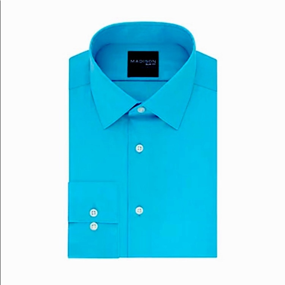 Madison, large slim fit, Aqua blue, wrinkle-free.